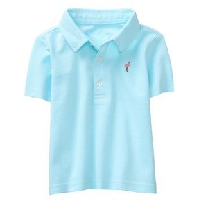 Janie and Jack EMBROIDERED FLAMINGO POLO